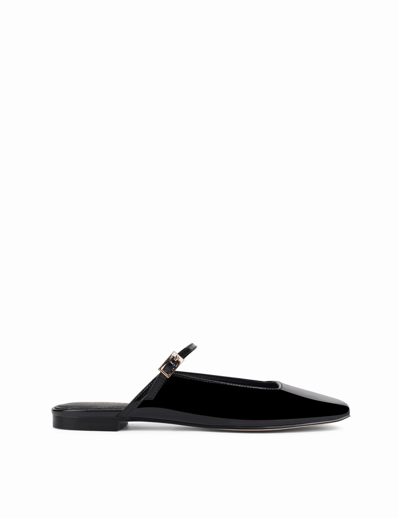 Xanthe Mary Jane Mules - Black Patent Leather Open Air