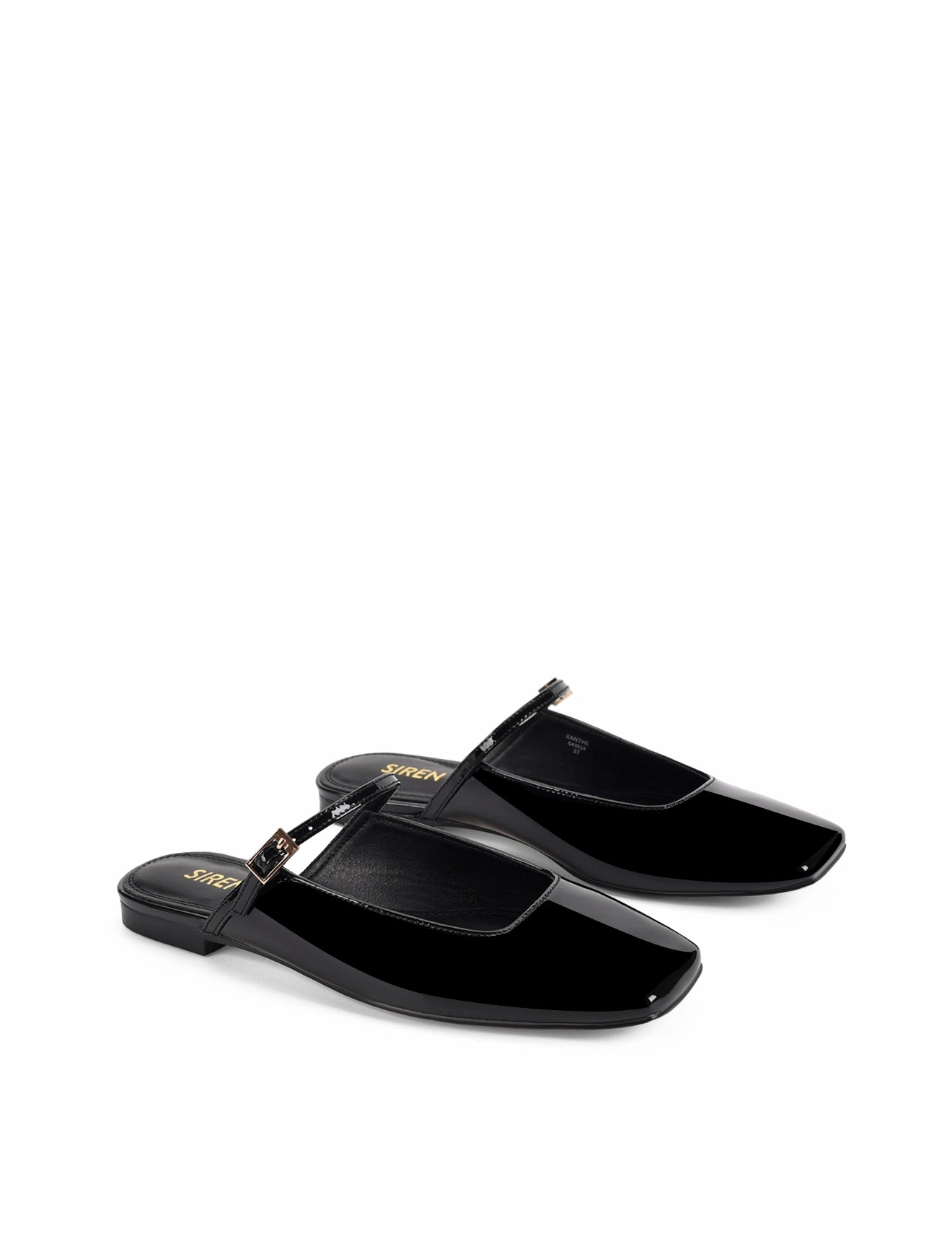 Vegan Leather Shoes Journey Mode Xanthe Mary Jane Mules - Black Patent Leather