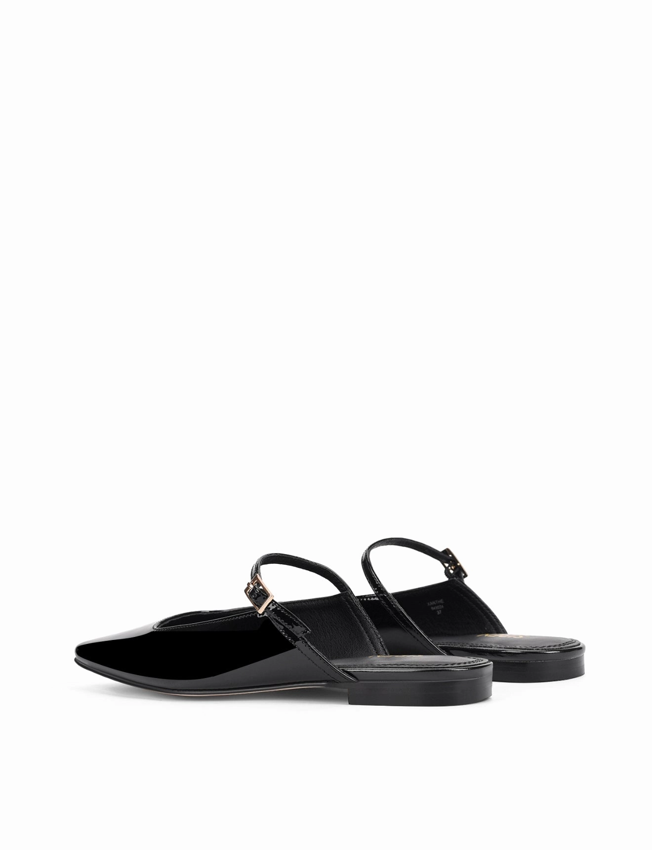Xanthe Mary Jane Mules - Black Patent Leather Timeless Design Flats Practical Comfort