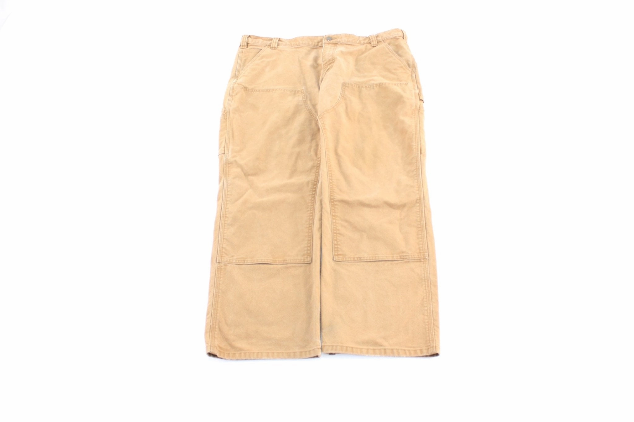 Trendy Layering Carhartt Logo Patch Tan Carpenter Pants