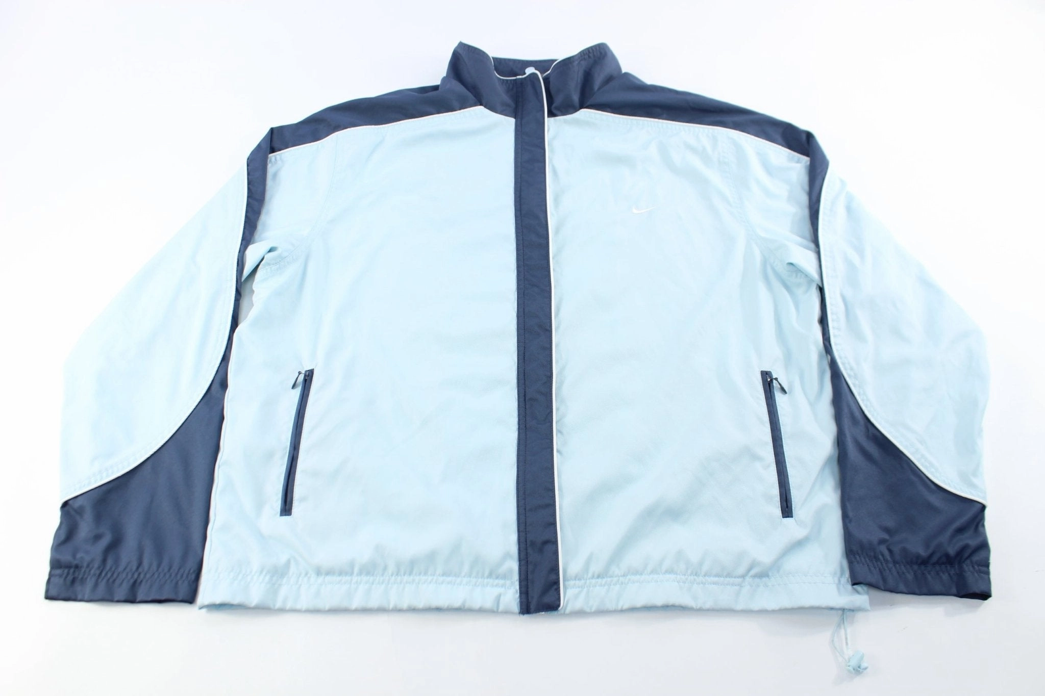 Youth Nike Embroidered Logo Navy Blue & Light Blue Zip Up Jacket Refined Casual Storm Layer