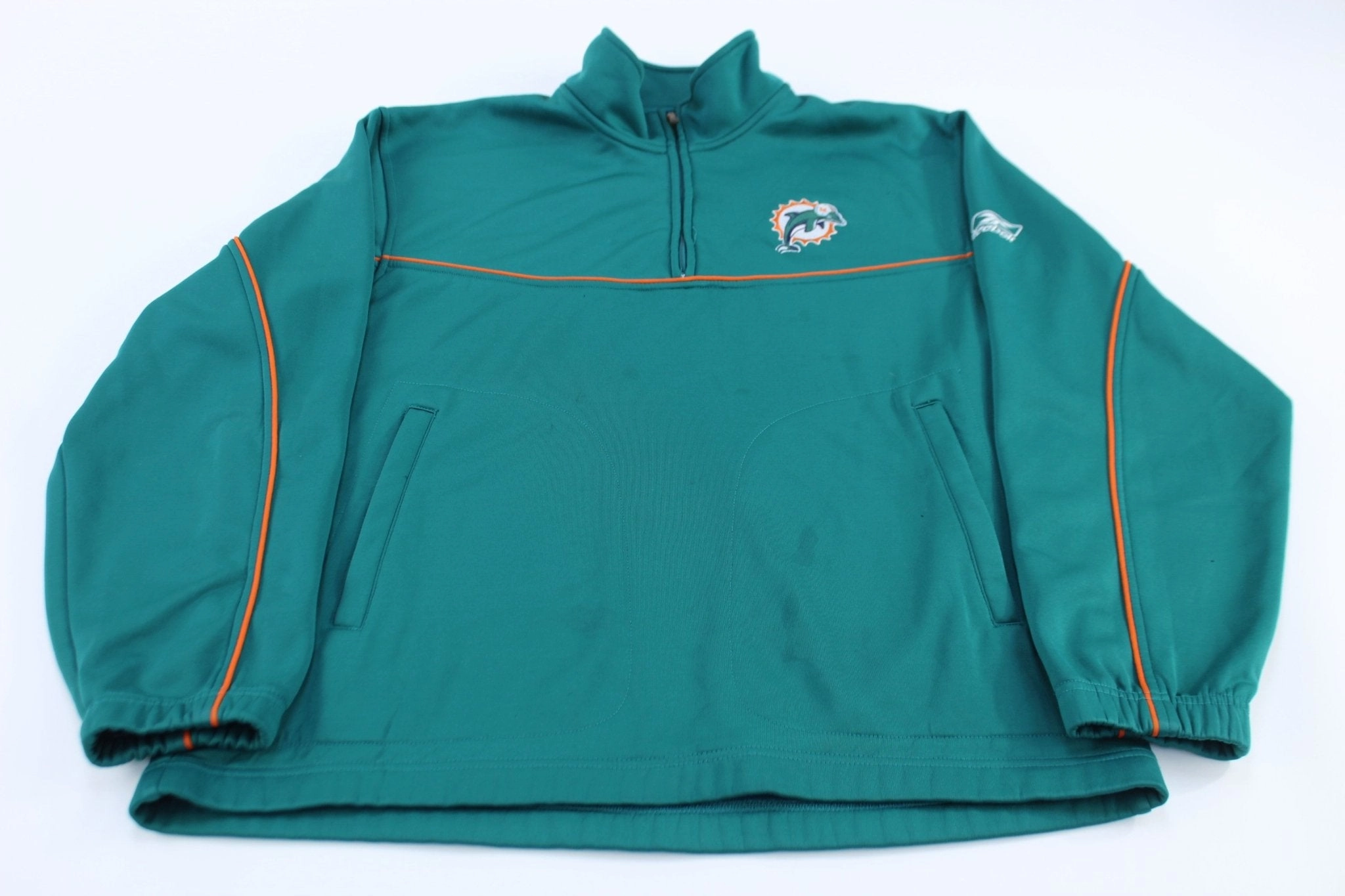 Miami Dolphins Football Embroidered Reebok Pullover Jacket polka dotted