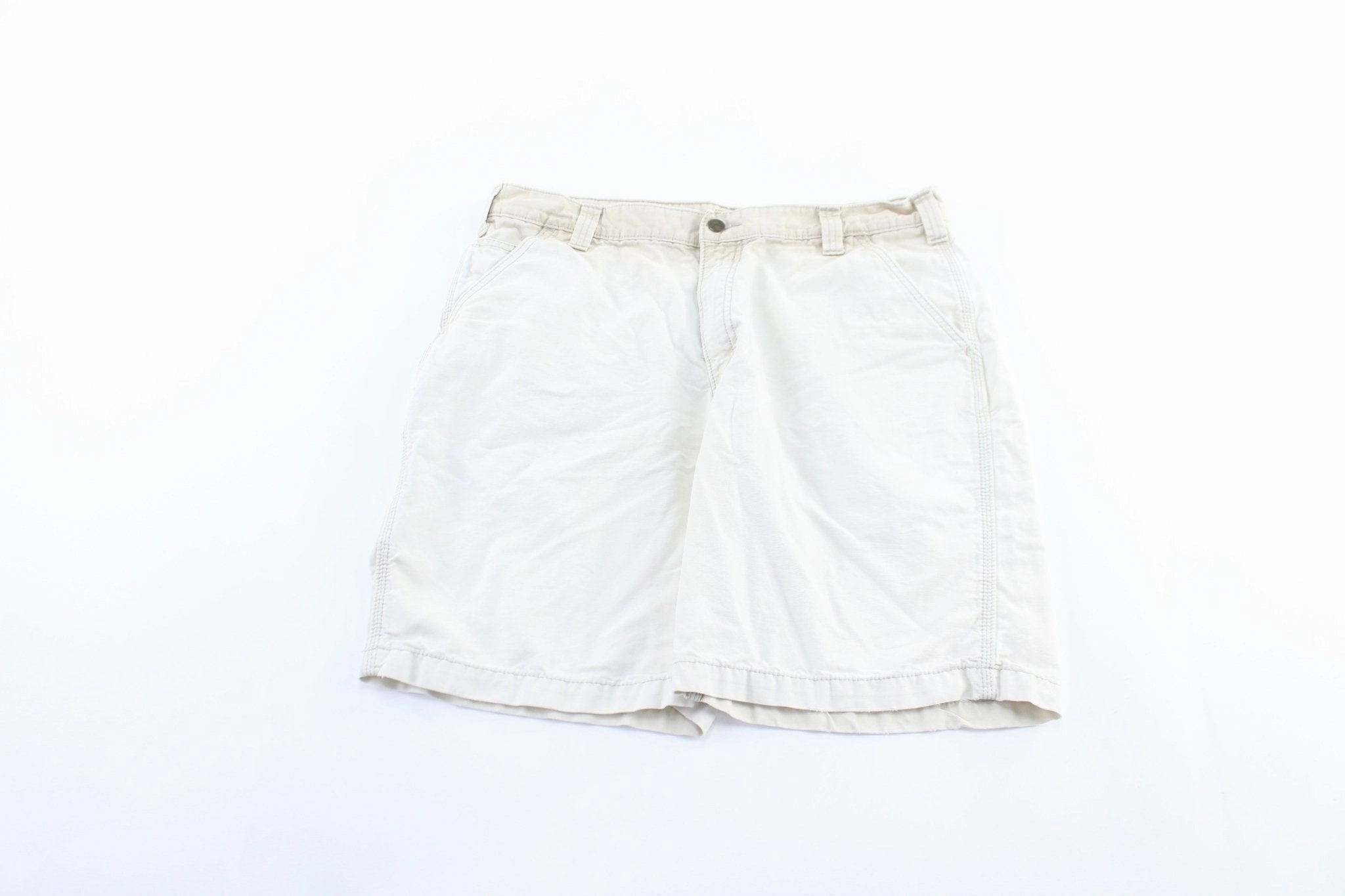 Tear Resistant Fabric Carhartt Logo Patch White Carpenter Shorts