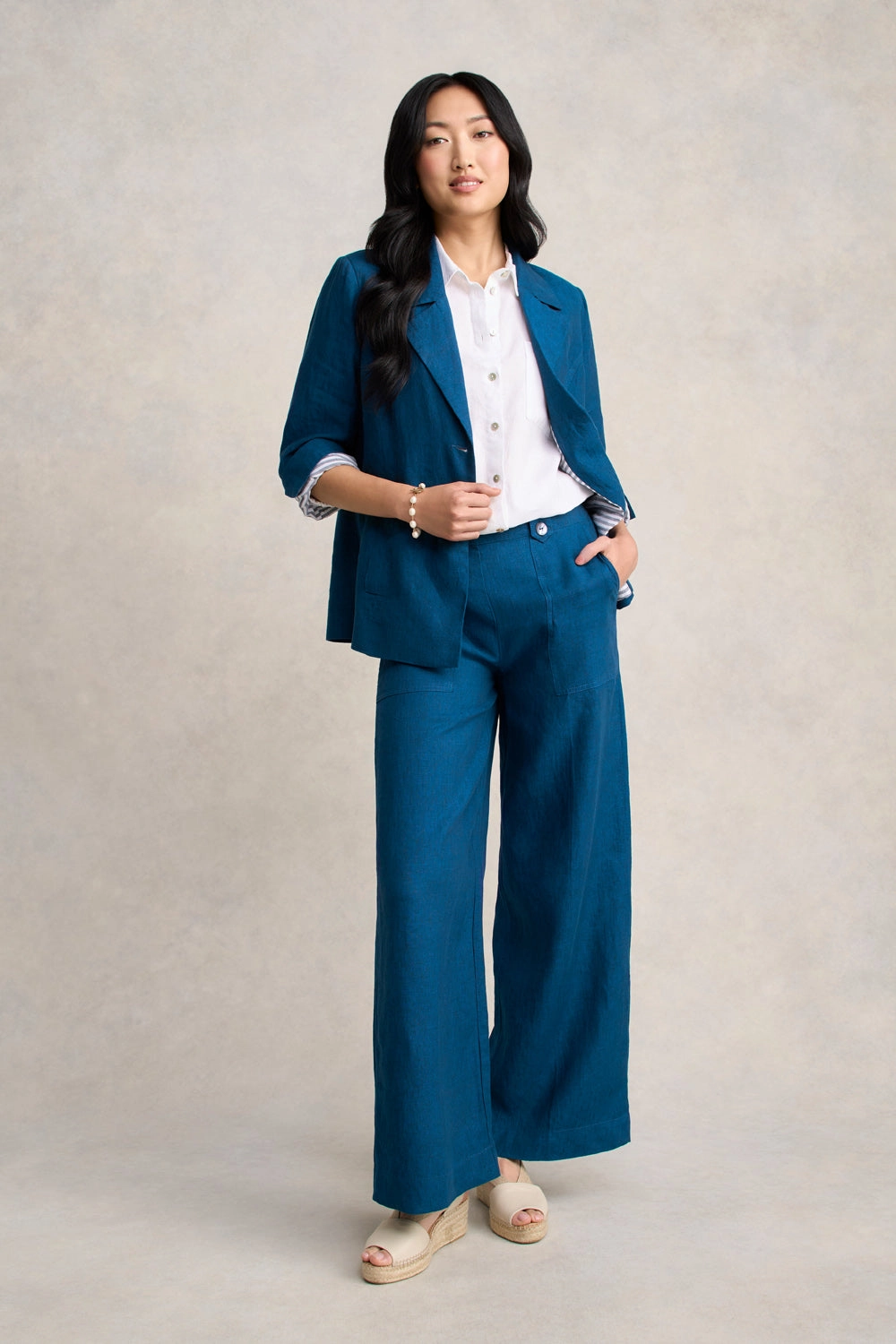 French Linen Jacket - Navy Delave Relaxed City Style