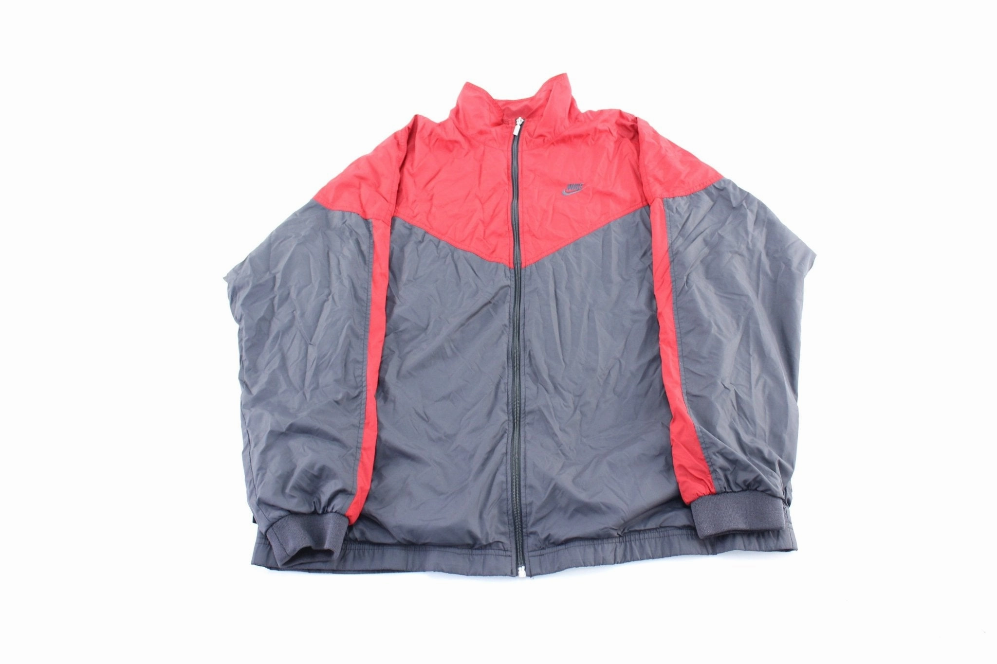 Magnet Taped Edges Y2K Nike Embroidered Logo Red & Grey Zip Up Jacket