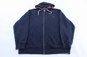 Polo by Ralph Lauren Embroidered Logo Navy Blue Zip Up Hoodie Modular Layering System