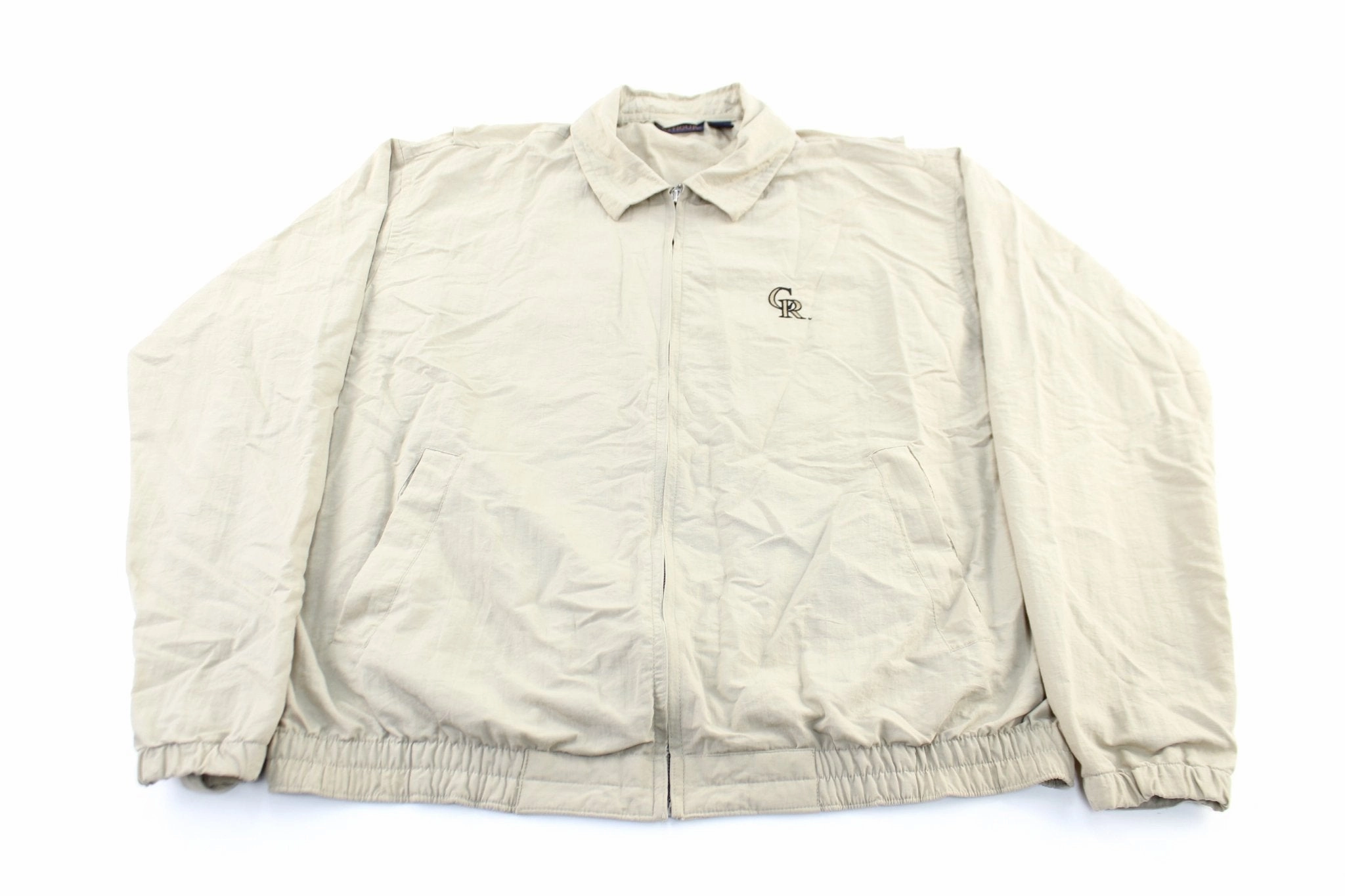 Colorado Rockies Embroidered Beige Zip Up Jacket Breathable fabric Reflective Detail