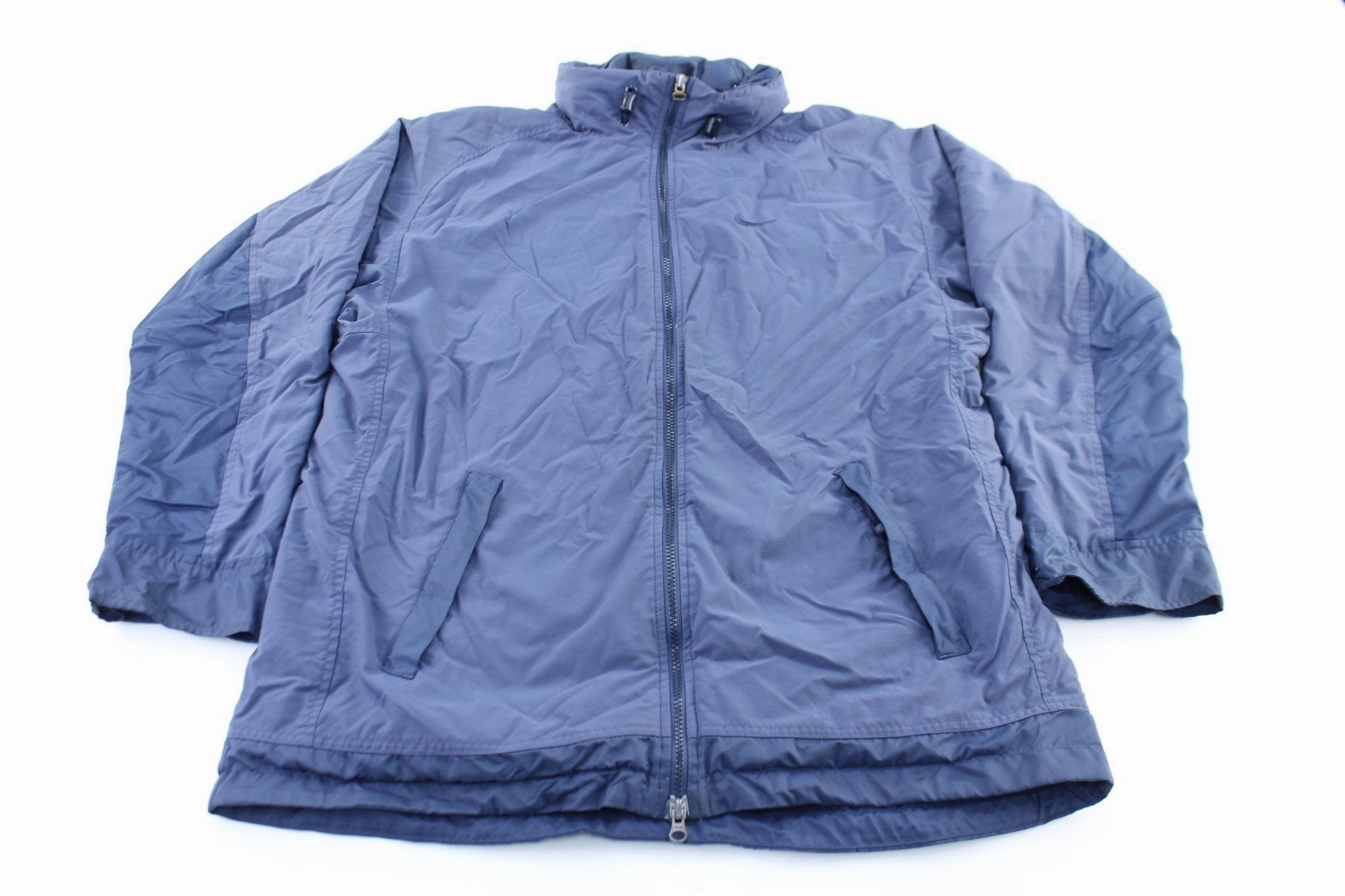 Wind Friendly Slim Silhouette 90's Nike Embroidered Logo Blue Zip Up Jacket