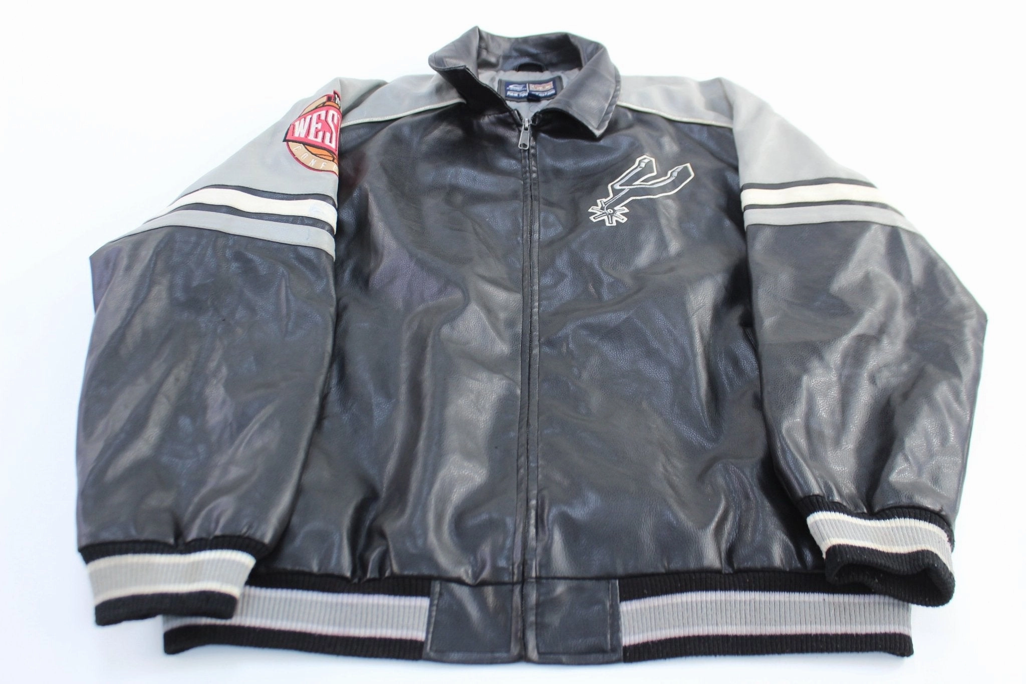 windproof Urban Fit G-III Sports by Carl Banks San Antonio Spurs Leather Zip Up Jacket