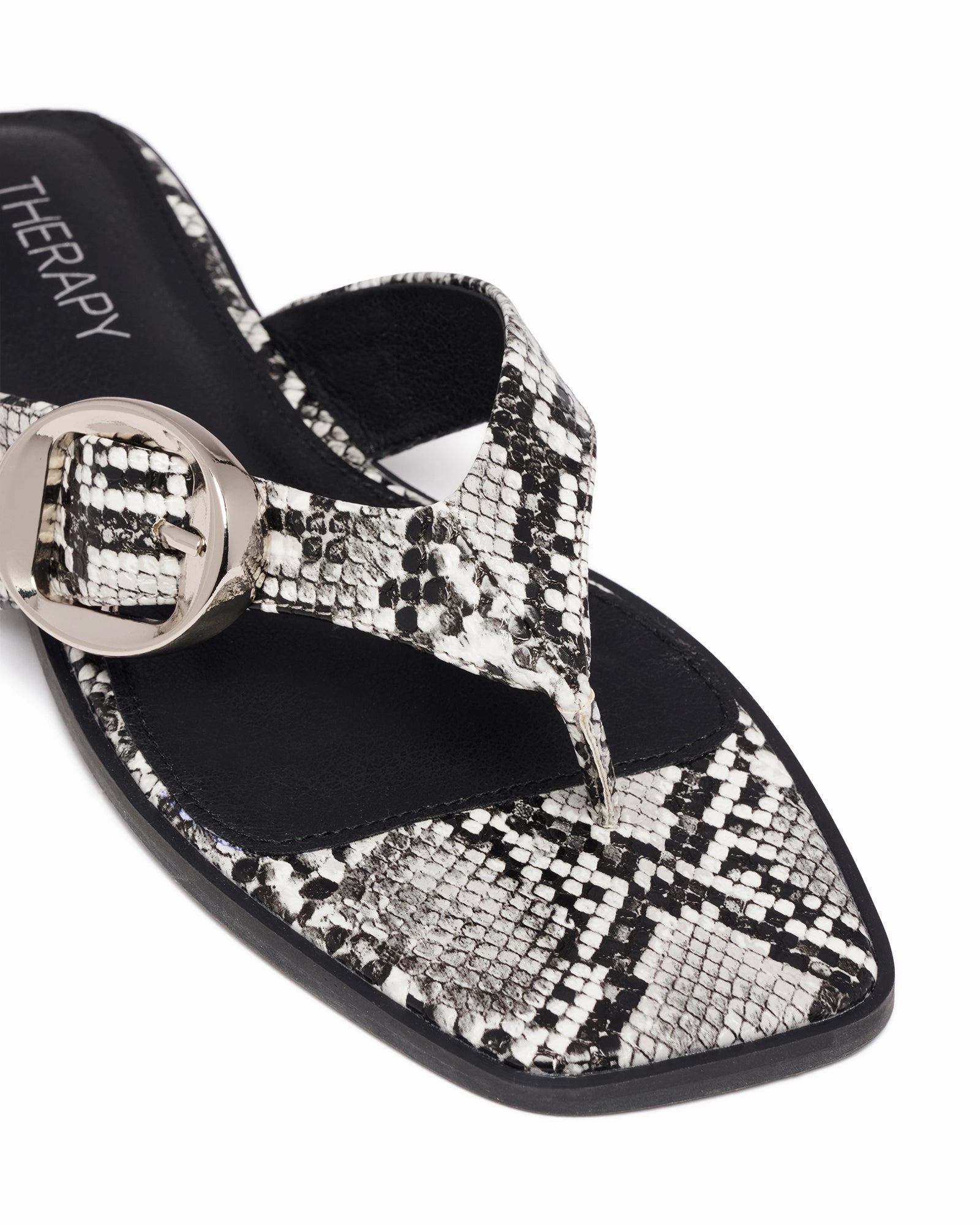 Durable Comfort Gallery Thong Sandal Black/White Snake