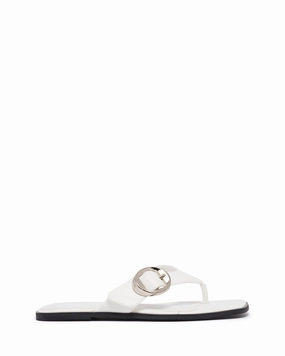 Tropical Leaf Gallery Thong Sandal White Smooth