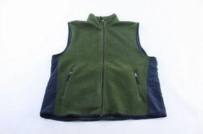 Gap Blue & Green Fleece Zip Up Vest Compression Strap Adjustment Liability