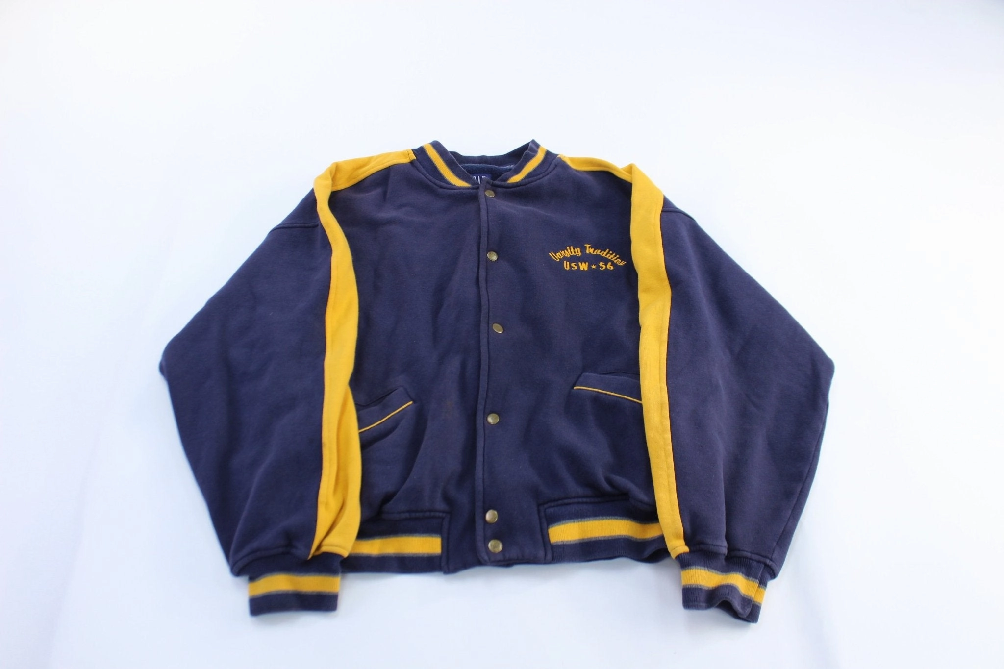 Gap Embroidered Blue & Yellow Varsity Tradition USW 56 Jacket Casual Fit