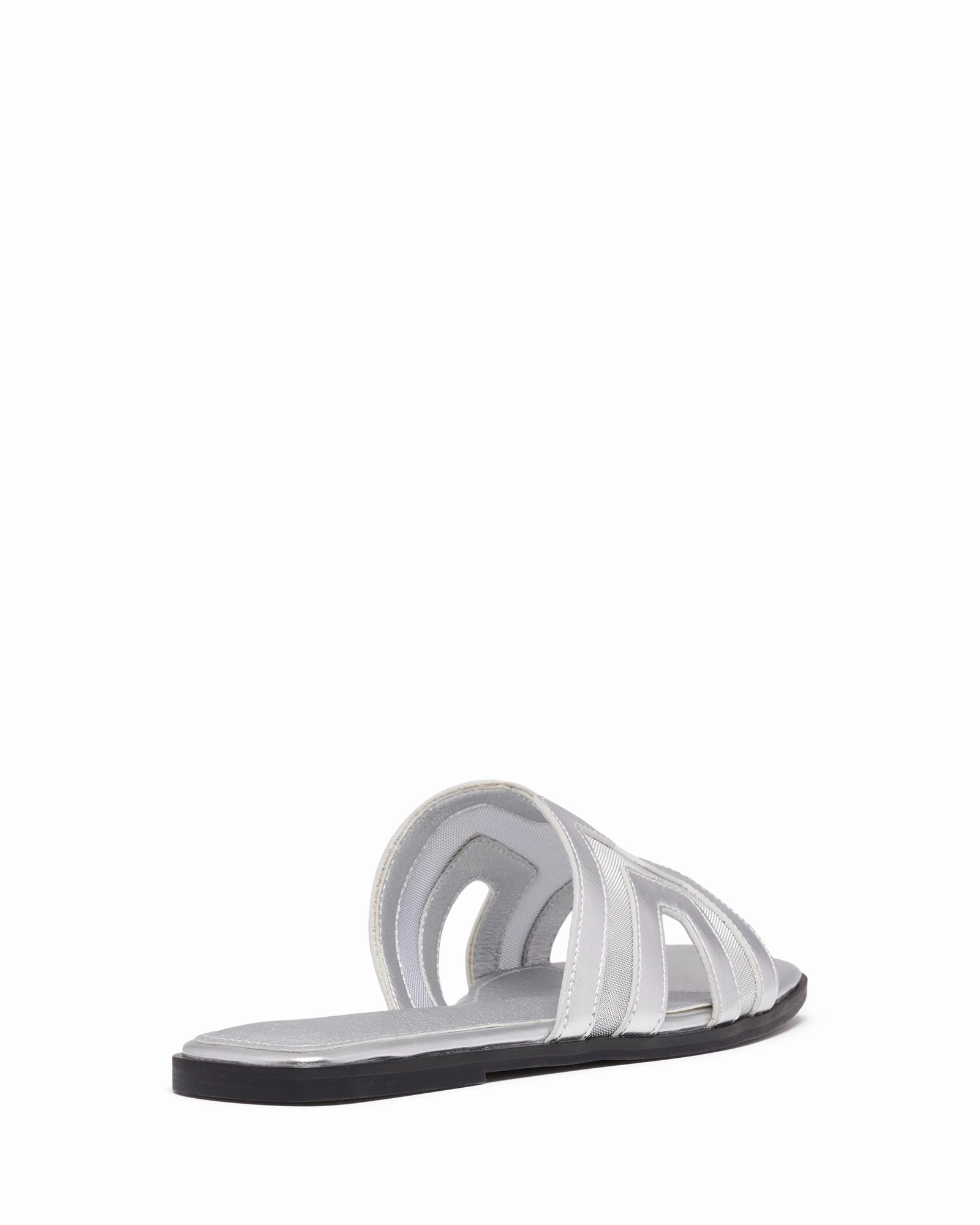 Cushioned Footbed Gaze Flat Sandal Silver Mesh