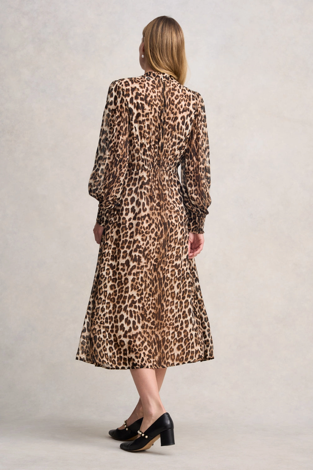 Georgette Print Dress - Leopard Print Easy Lovely