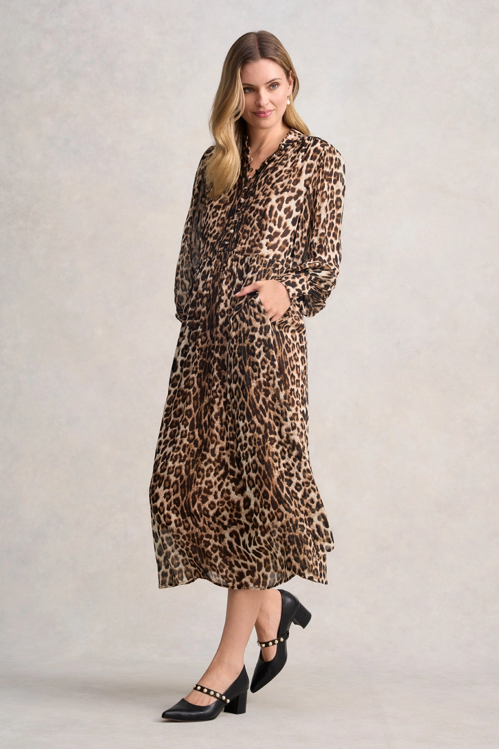 Casual-Look Casual Edge Georgette Print Dress - Leopard Print