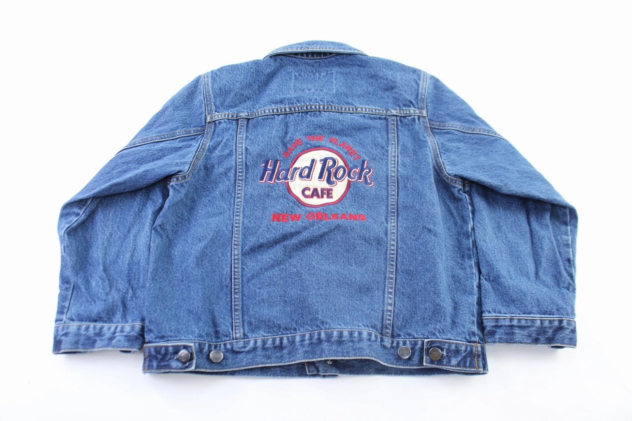 Soft Inner Lining Non Restrictive Mobility Girl's Hard Rock Cafe Embroidered New Orleans Denim Jacket