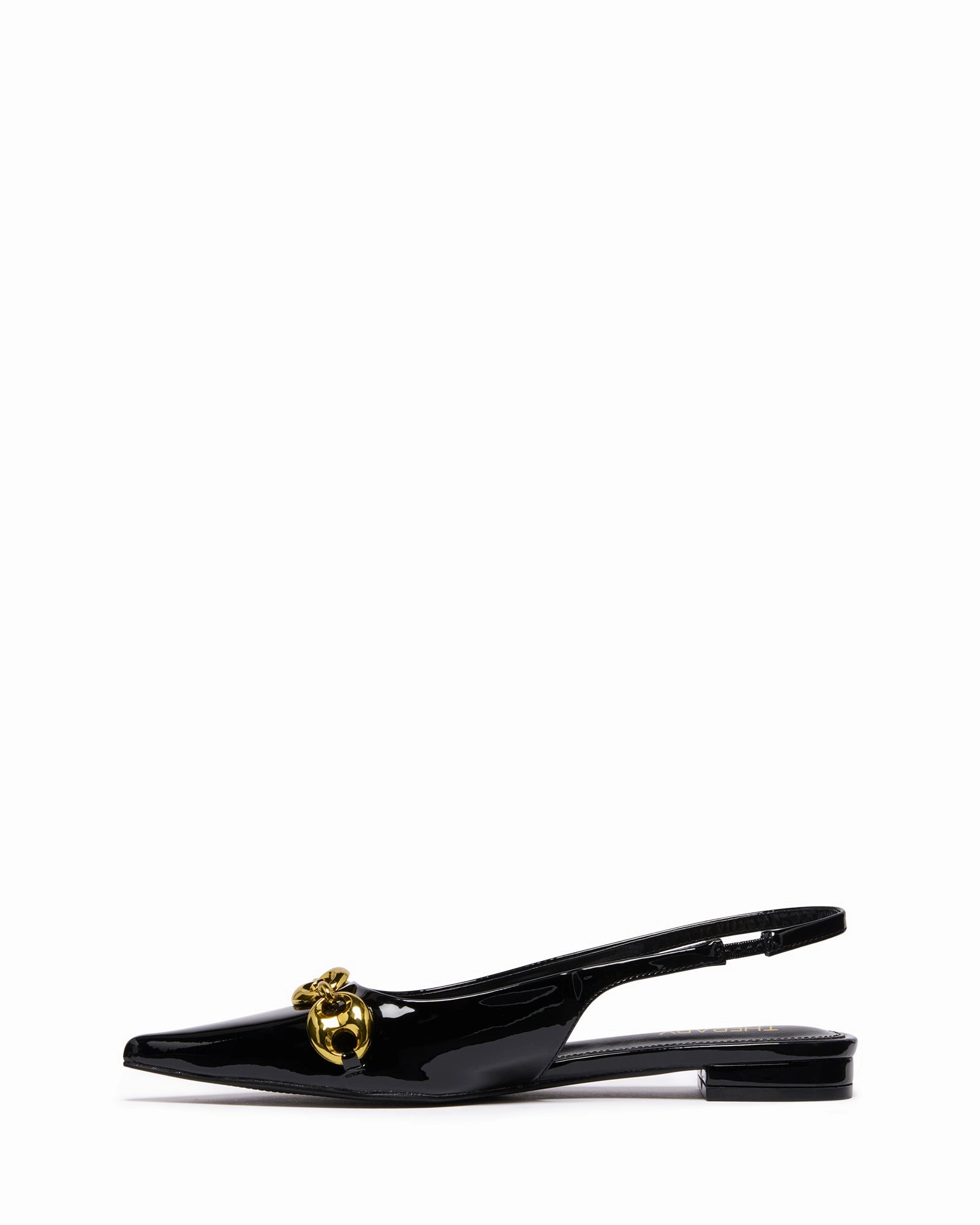 Guilty Slingback Flat Black Patent Classic Lady