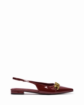 Romance Walk Guilty Slingback Flat Bordeaux Patent