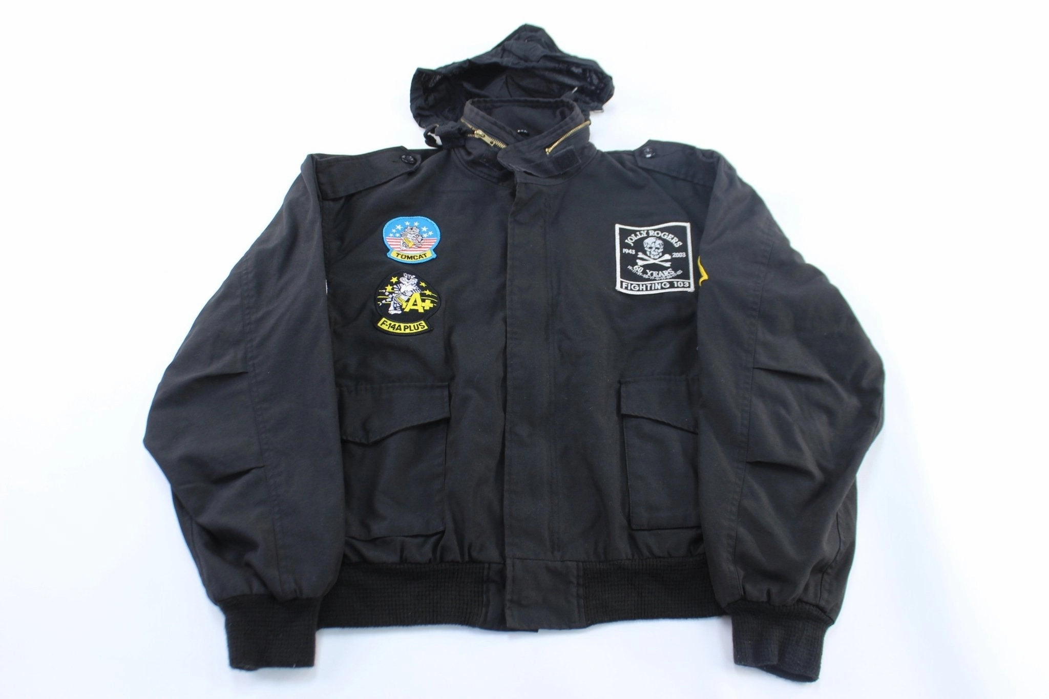 Hairy Fox & Associates Black US Navy Patch Flight Jacket budget-friendly Custom