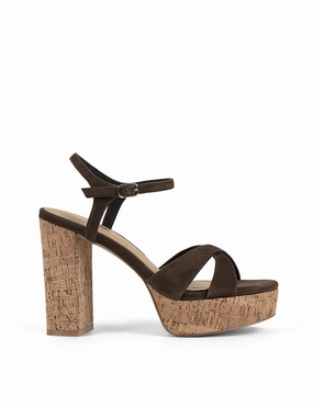 Hannah Platform Sandals - Chocolate Brown Suede & Cork Museum Day