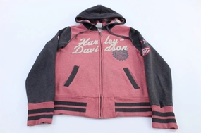 Long-sleeved Women's Harley Davidson Motorcycles Embroidered Zip Up Jacket