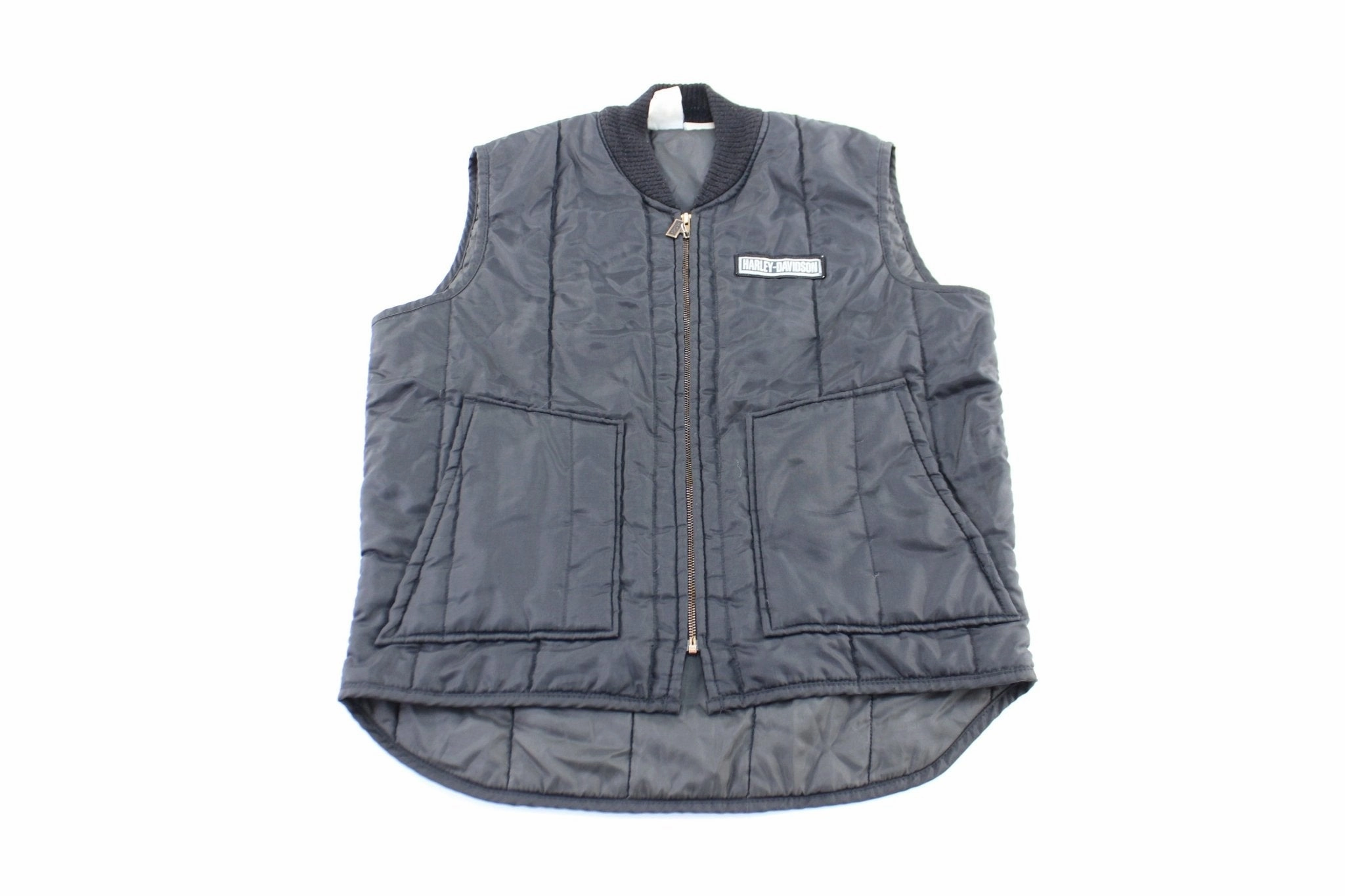 Harley Davidson Motorcycles Embroidered Black Zip Up Vest Minimalist Style