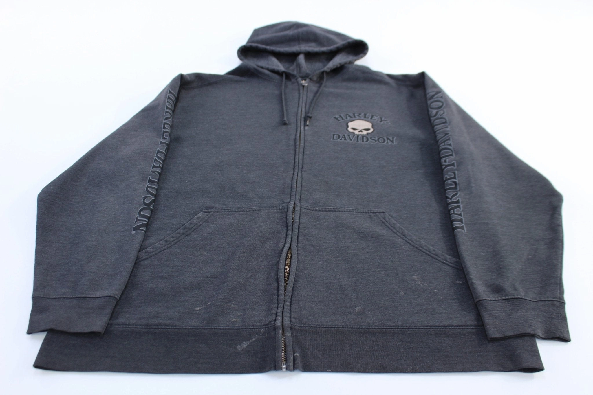 suitable for land sports Harley Davidson Motorcycles Embroidered Skull Full Zip Hoodie