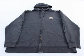 suitable for land sports Harley Davidson Motorcycles Embroidered Skull Full Zip Hoodie