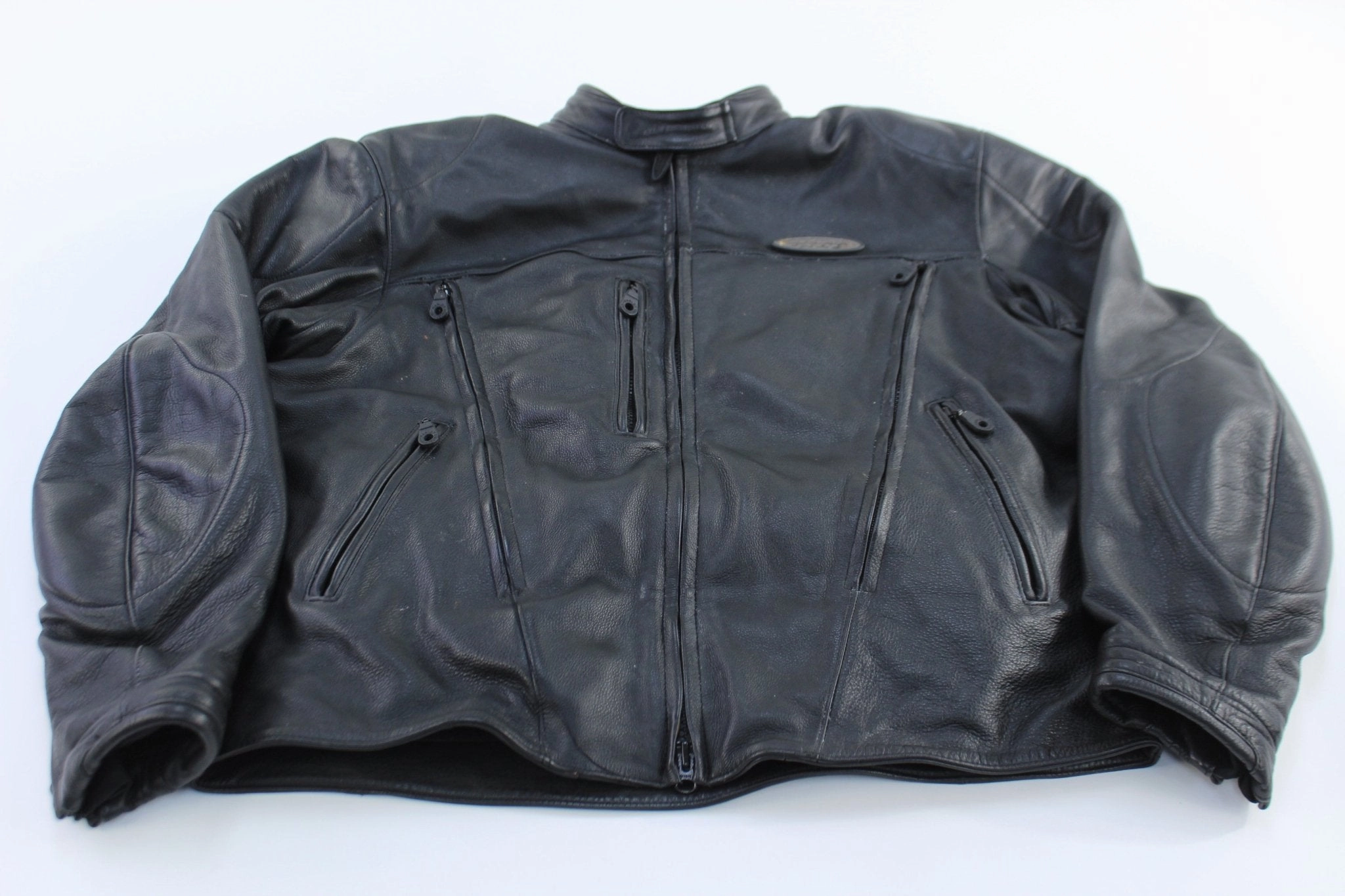 Harley Davidson Motorcycles FXRG Black Leather Zip Up Jacket Faux Fur