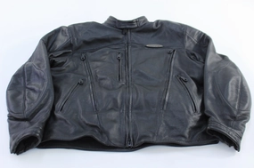 Harley Davidson Motorcycles FXRG Black Leather Zip Up Jacket Faux Fur