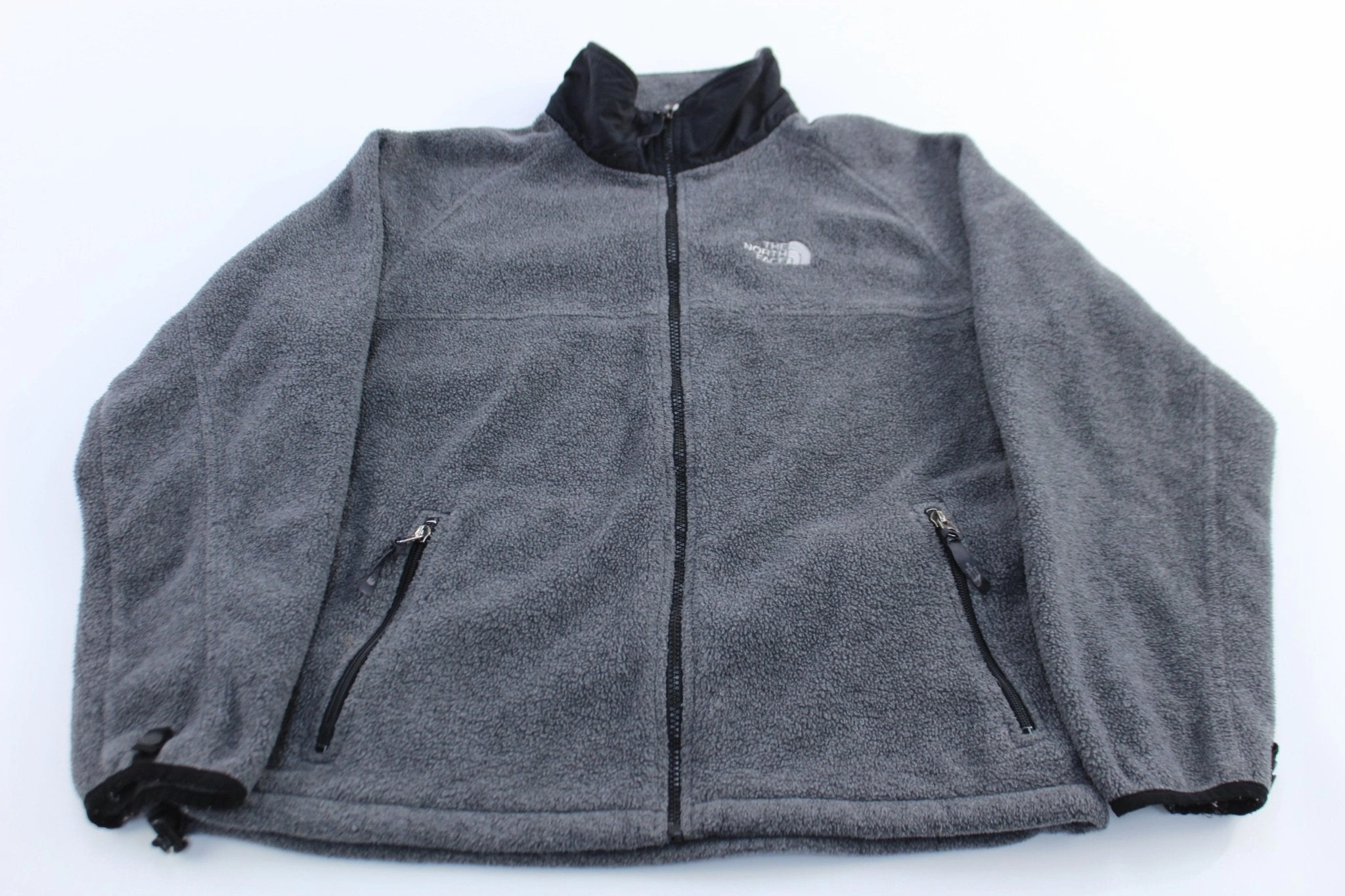 autumn clothing Weather Coat The North Face Embroidered Logo Grey Fleece Zip Up Jacket