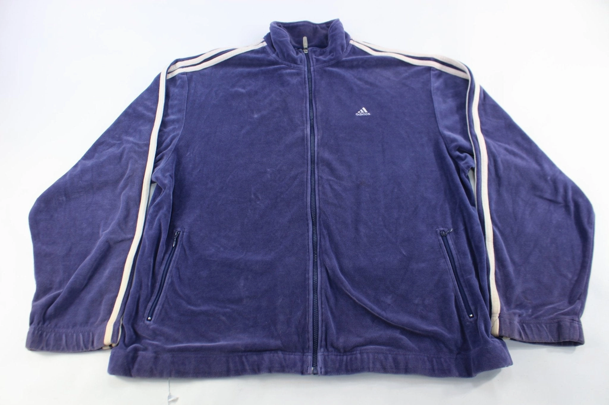 suitable for summer sports pattern - mixing Adidas Embroidered Logo Blue Striped Zip Up Jacket