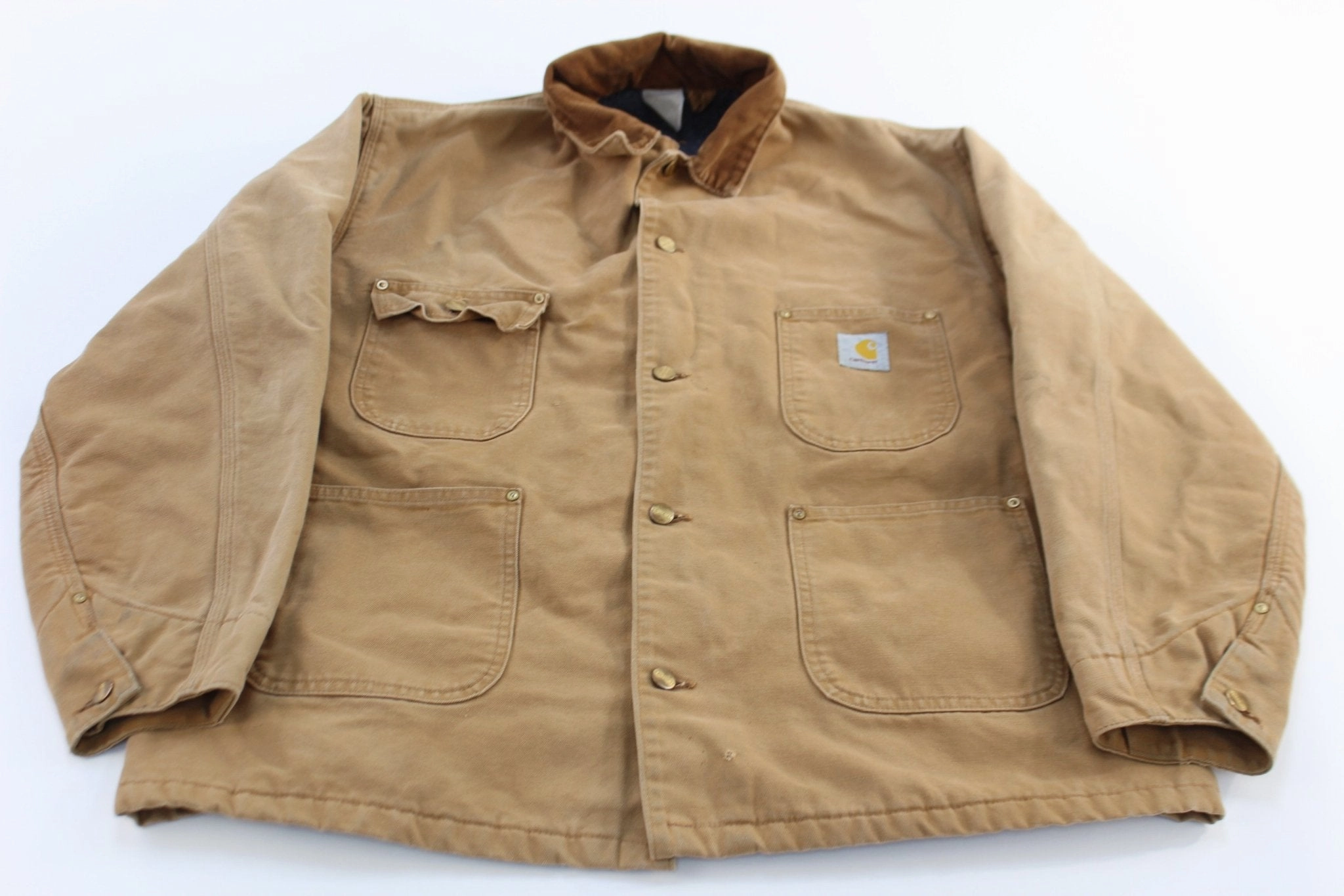 Software 90's Carhartt Logo Patch Tan Blanket Lined Chore Jacket