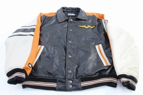 Purple First Down Flying America Leather Zip Up Jacket