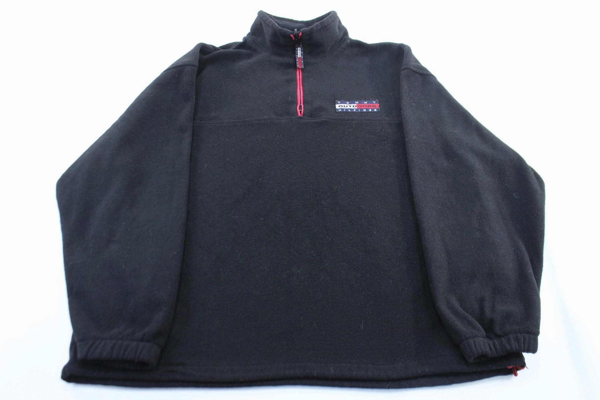 theater performance Christmas outfit 90's Tommy Hilfiger Outdoors Black Fleece Pullover Jacket