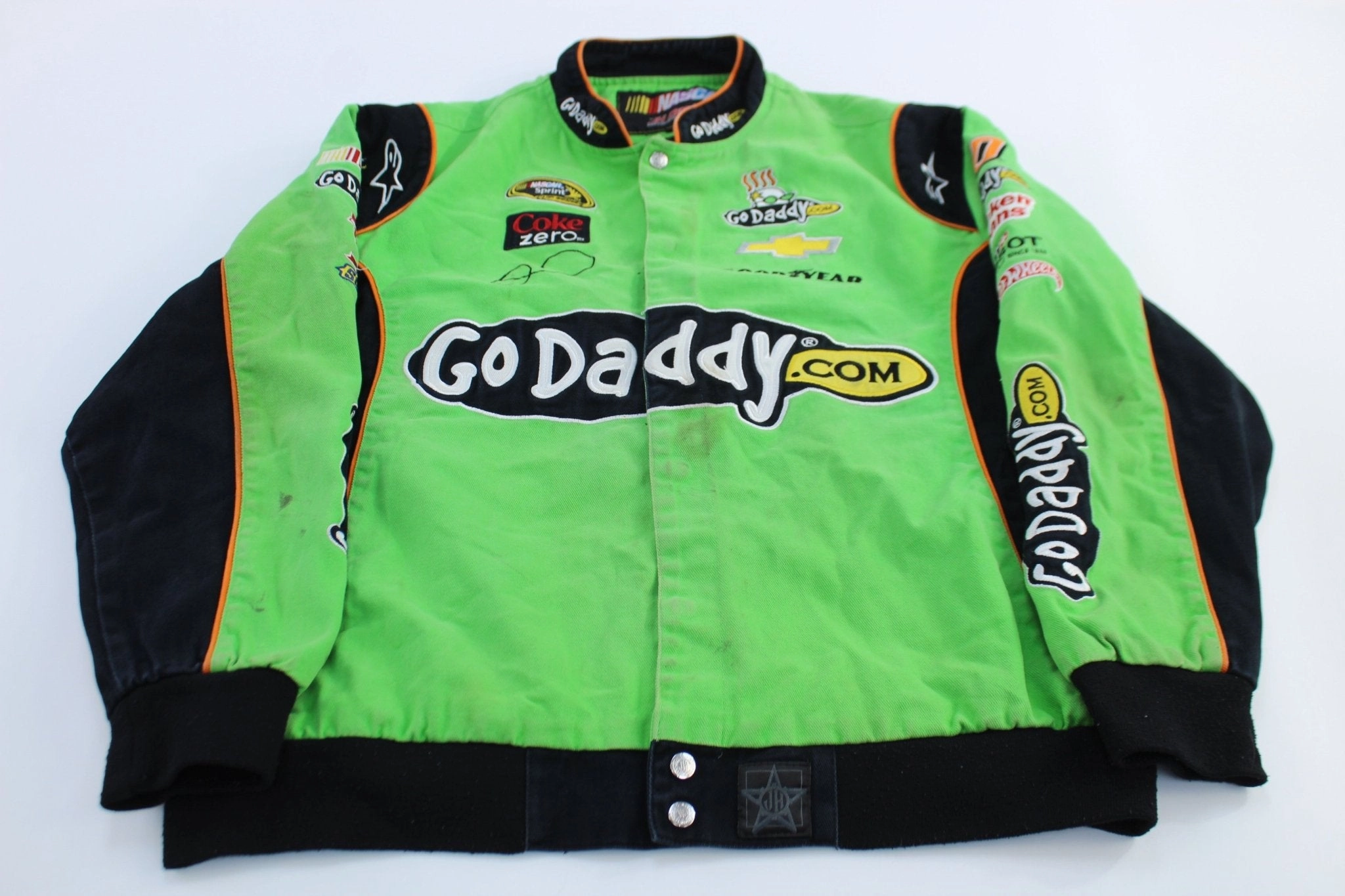 Nascar Embroidered Go Daddy Jeff Hamilton Racing Jacket Seamless Edging Non Restrictive Collar
