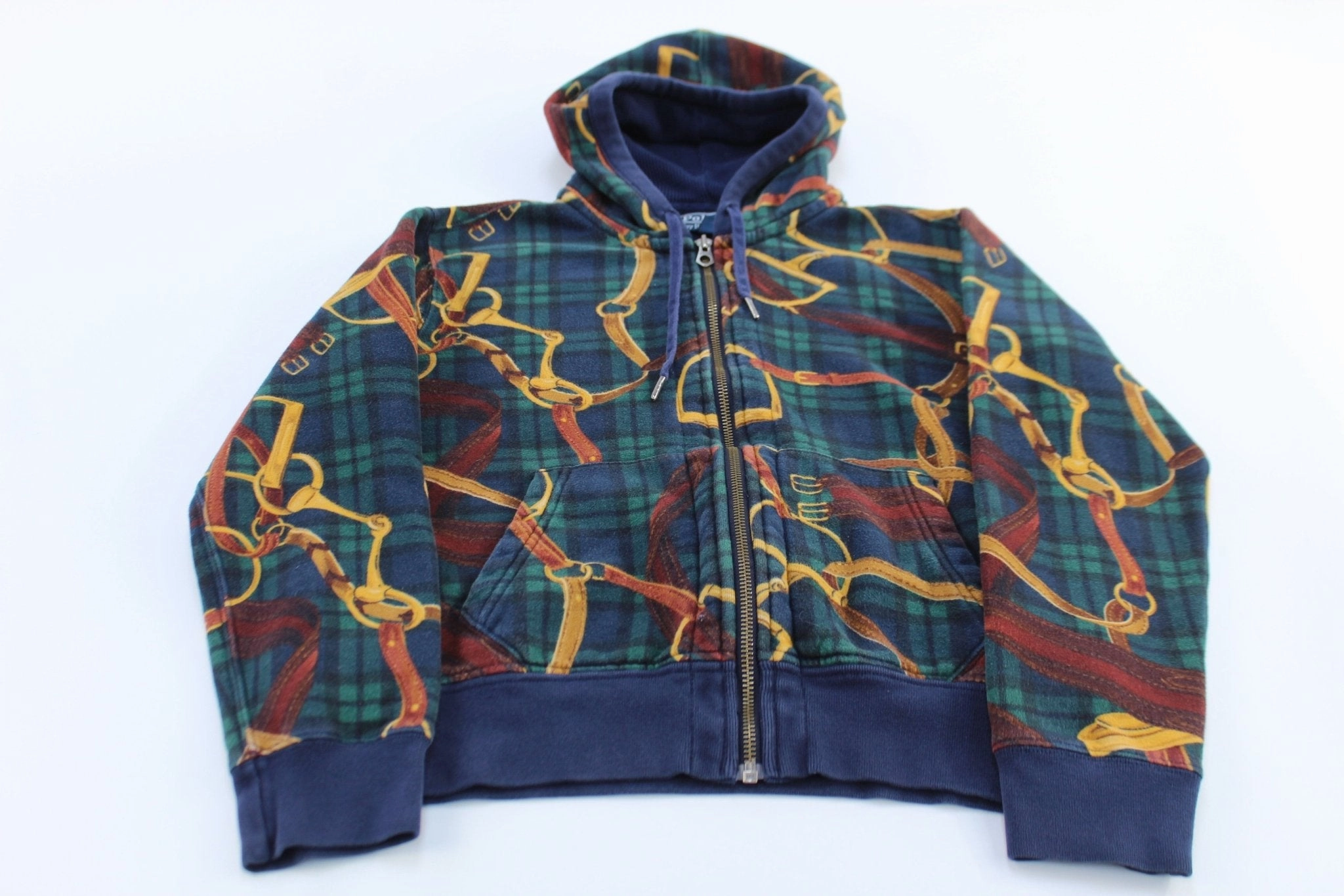 Strategy Eco-Friendly Fabric 90's Polo by Ralph Lauren All Over Print Full Zip Hoodie