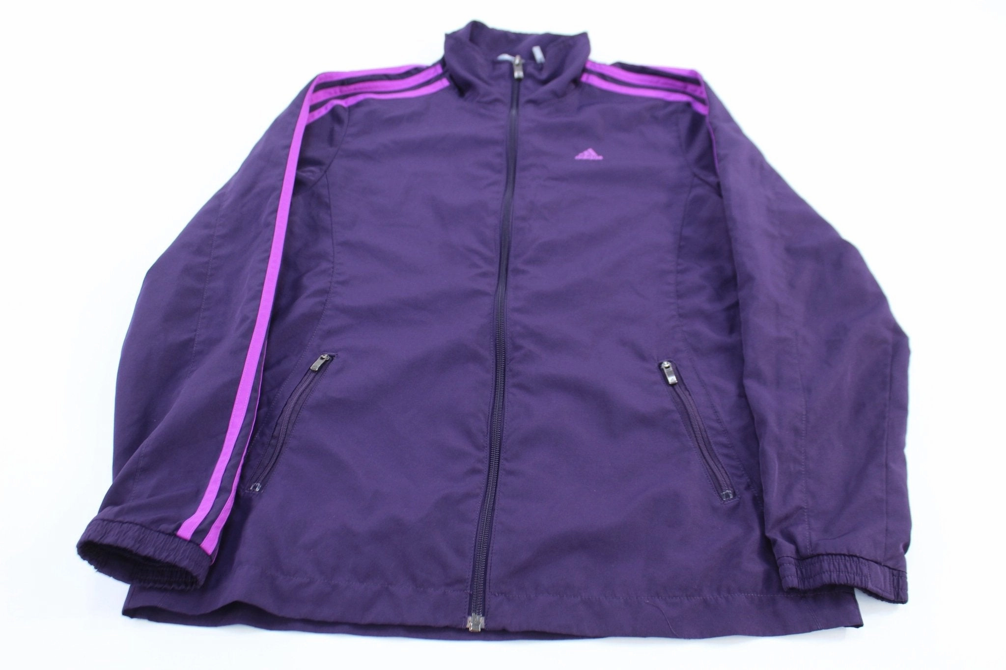 multi-color Slim Profile Women's Adidas Embroidered Logo Purple Zip Up Jacket