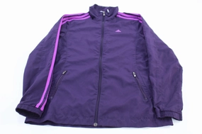 multi-color Slim Profile Women's Adidas Embroidered Logo Purple Zip Up Jacket