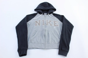 Women's Nike Spellout Logo Grey & Black Zip Up Hoodie Debate