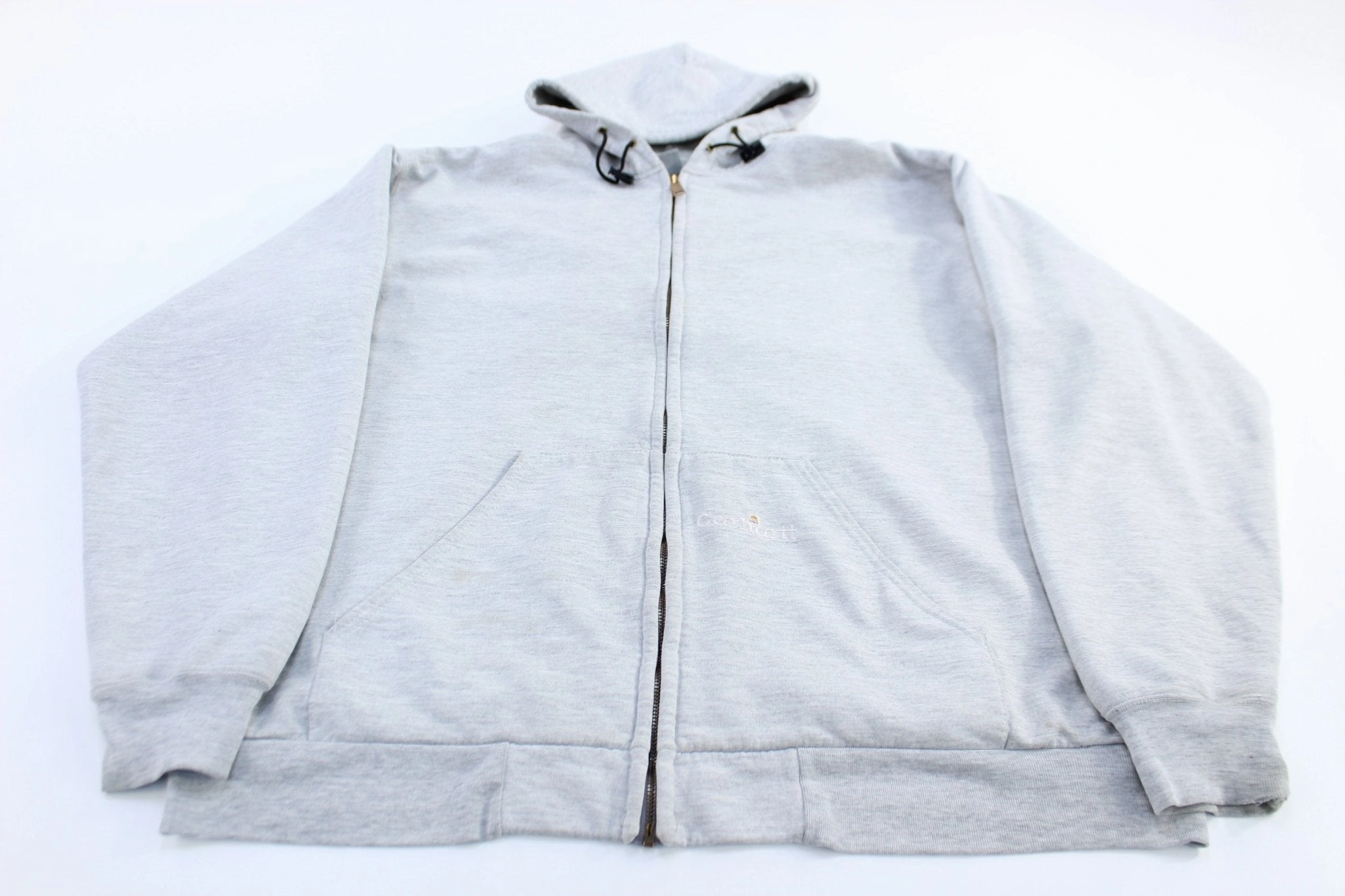 gardeners Fresh Layer Carhartt Logo Patch Grey Full Zip Hooded Jacket