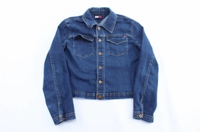 Flexible Shoulder Mobility waist length 90??s Women's Tommy Hilfiger Dark Wash Denim Jacket