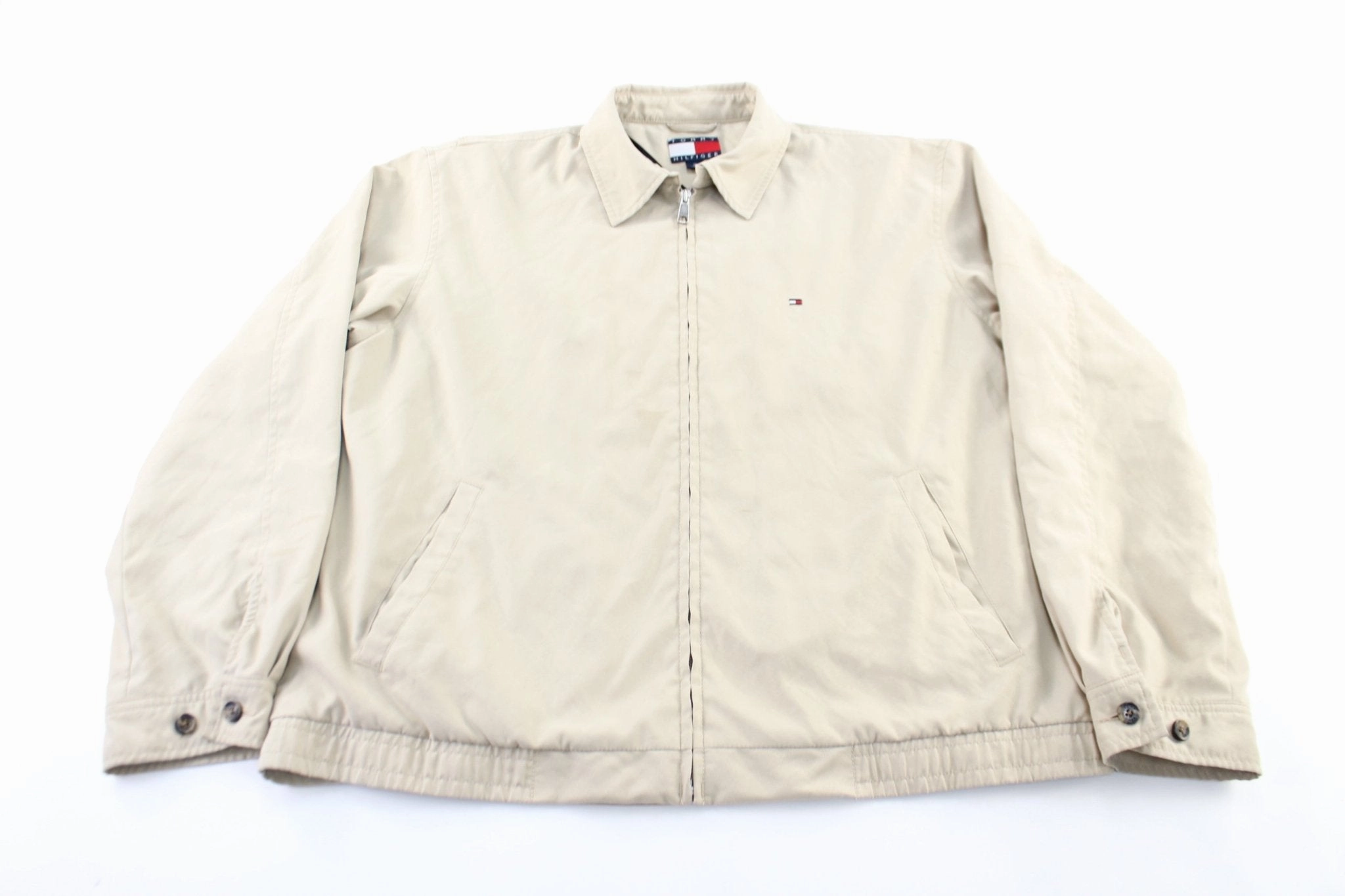 impulse buy Describe Tommy Hilfiger Embroidered Logo Tan Zip Up Jacket