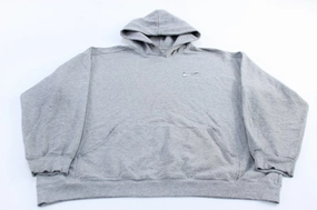 Stretchable Material Vintage Nike Embroidered Swoosh Logo Grey Pullover Hoodie