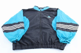 suitable for weekend getaways Women's 90's Adidas Embroidered Logo Blue & Black Zip Up Jacket