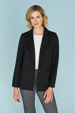 Seam Detail Ponte Blazer - Black AbrasionResistant Surface