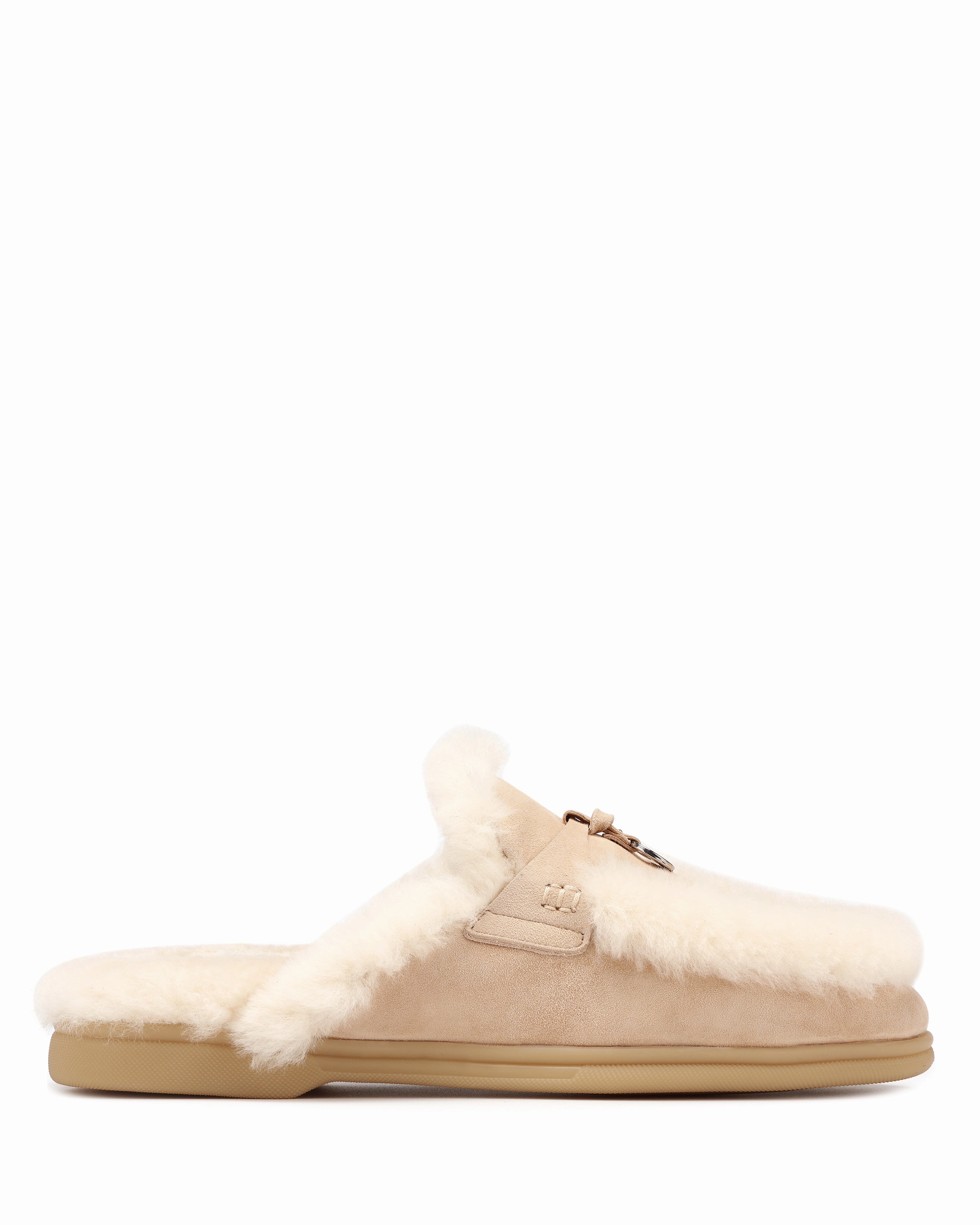 Jessie Fur Beige Suede Dinner Outing Versatile Comfort Shoes