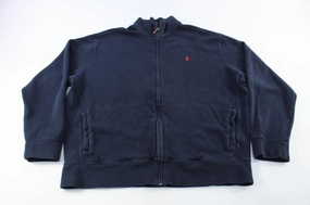 Flexible Quilted Panels Compression Fold Design Polo by Ralph Lauren Navy Blue Zip Up Jacket