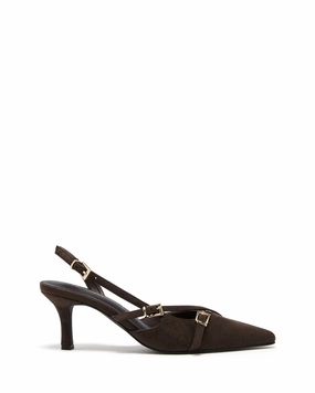 Juicy Slingback Pump Chocolate Microsuede Luxe Edge